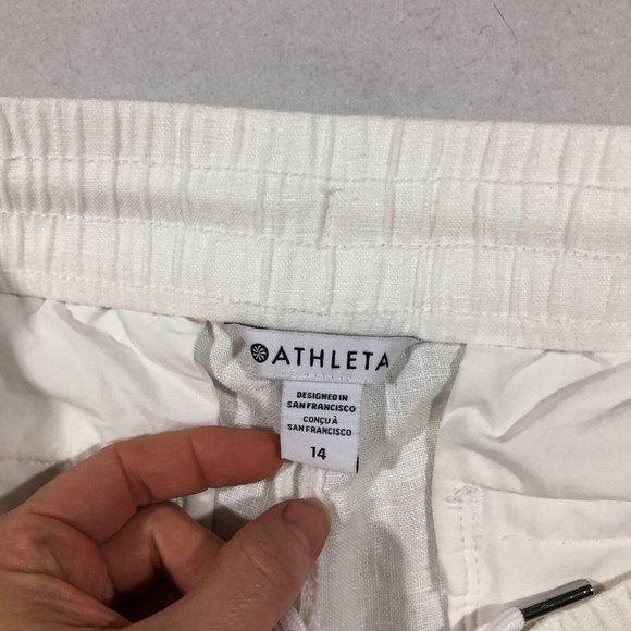 NEW Athleta Womens 14 Retreat Linen Shorts Calla Lily Ivory 100% Linen NWT $69 - Picture 9 of 13